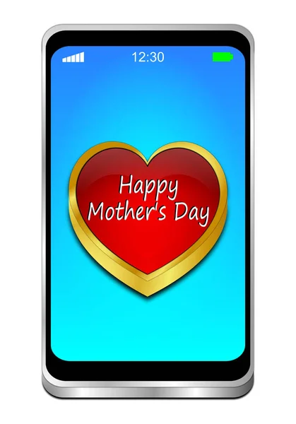 Smartphone Happy Mother Day Blue Desktop Illustration — Stock Photo, Image