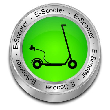 yeşil E-Scooter Düğmesi - 3d illüstrasyon