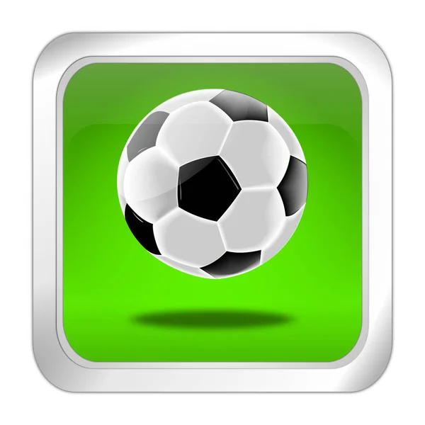 Botón Verde Con Pelota Fútbol Ilustración — Foto de Stock
