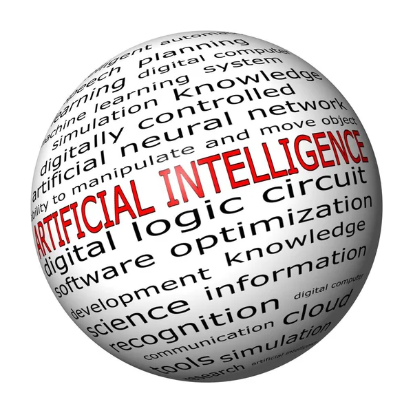 Yapay Zeka Wordcloud - 3d illüstrasyon