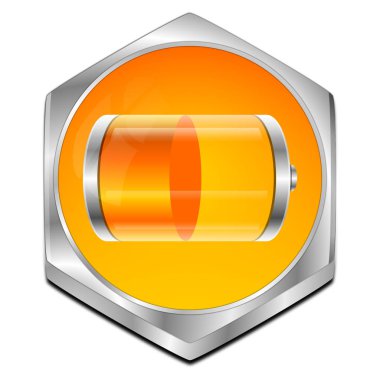 Turuncu pil düğme - 3d çizim