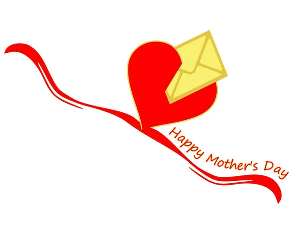 Decorative Red Heart Happy Mother Day Illustration — Stock Photo, Image