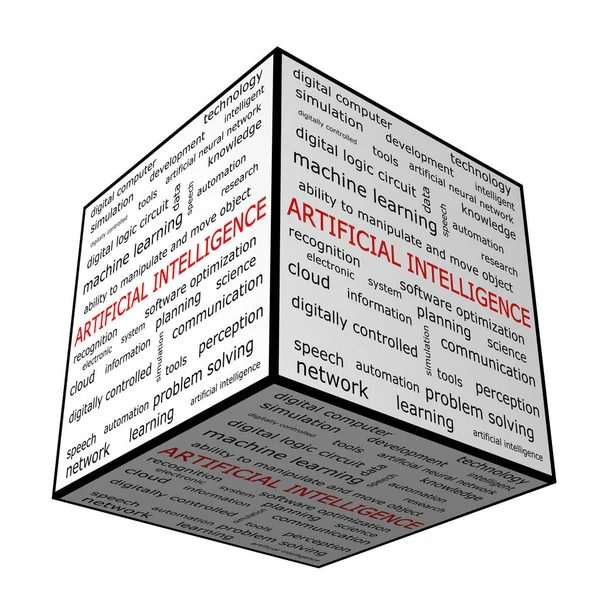 Inteligencia Artificial Decorativa Wordcloud Ilustración — Foto de Stock