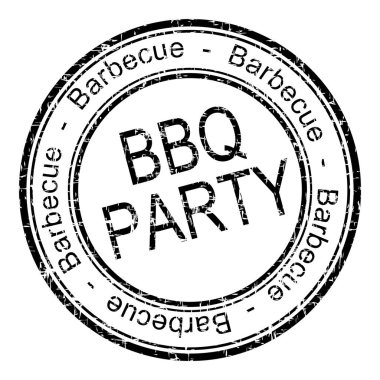 Siyah BBQ Parti kauçuk damga illüstrasyonu
