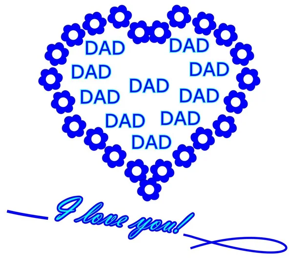 Decorativo Papá Azul Amo Ilustración —  Fotos de Stock
