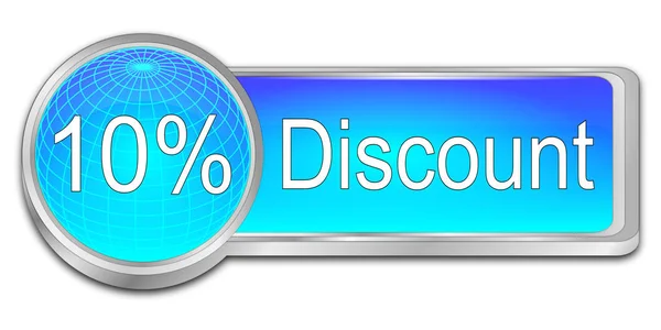 glossy blue ten percent  Discount button - 3D illustration