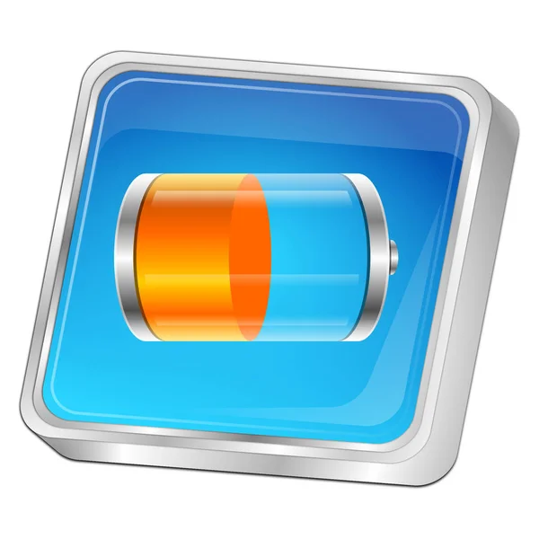 glossy blue orange Battery Button - 3D illustration