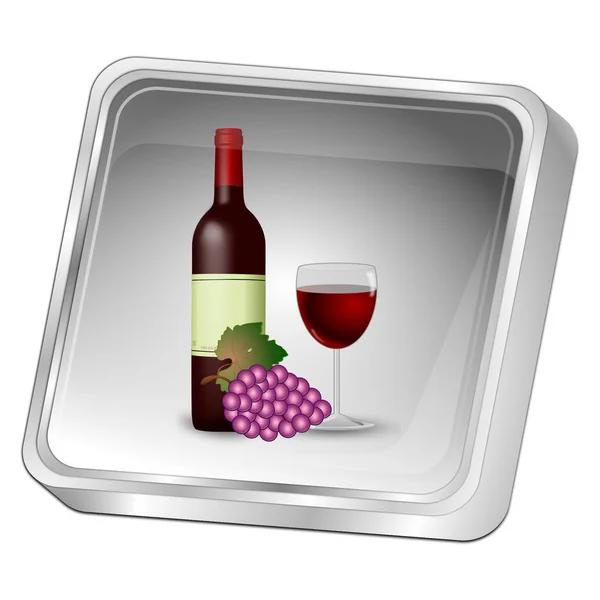 Silver Button Wine Bottle Glass Wine Grapes Illustration — Stock Photo, Image
