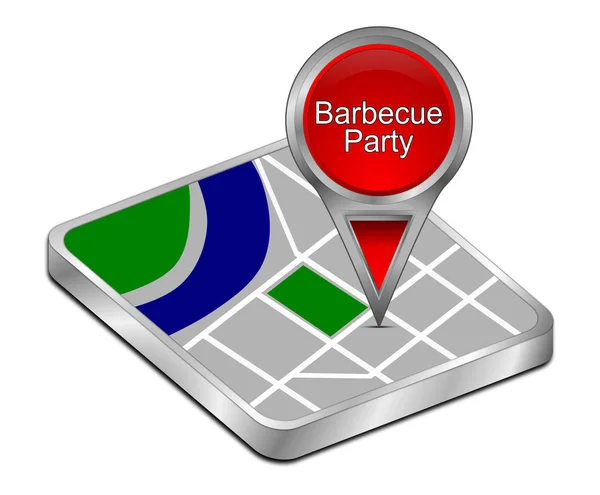 Rode Kaart Aanwijzer Met Barbecue Party Illustratie — Stockfoto