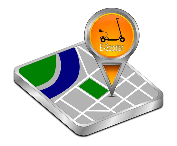 Pomarańczowy Wskaźnik Mapy Scooter Ilustracja — Zdjęcie stockowe
