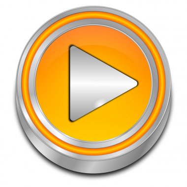 Turuncu oyun düğme - 3d çizim