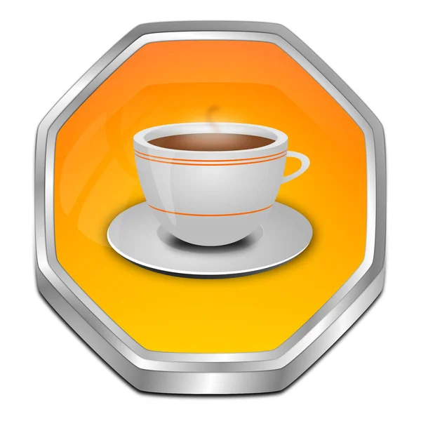 orange Button with a Cup of Coffee - 3D illustration