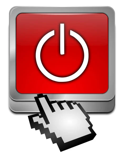 Red Power Button Cursor Illustration — Stock Photo, Image