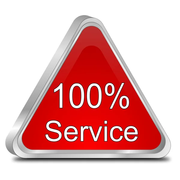 red hundred percent Service button - 3D illustration