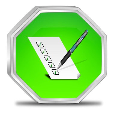 onay listesi - 3d çizim ile yeşil düğmeye