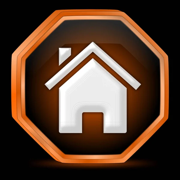 Glanzende Oranje Home Knop Illustratie — Stockfoto