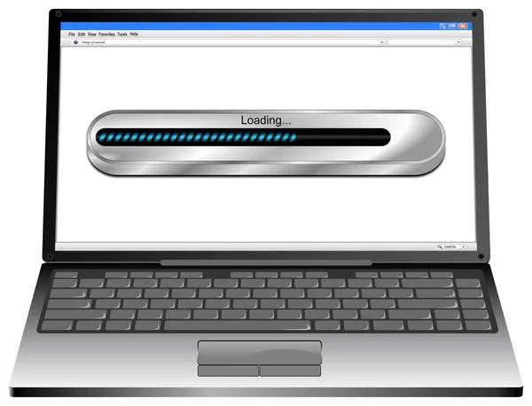 Laptop Computer Blue Loading Bar White Desktop Illustration — Stock Photo, Image