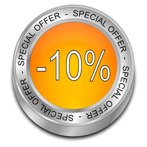 Orange Special Offer Ten Percent Discount Button Illustration — Stock Photo, Image