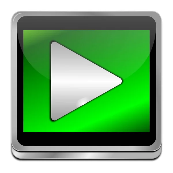 Glossy Green Play Button Illustration — Stock Photo, Image