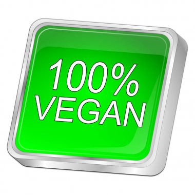 Yeşil % 100 vegan düğme - 3d çizim