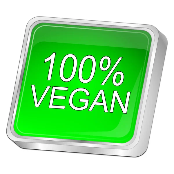 green 100% Vegan Button - 3D illustration