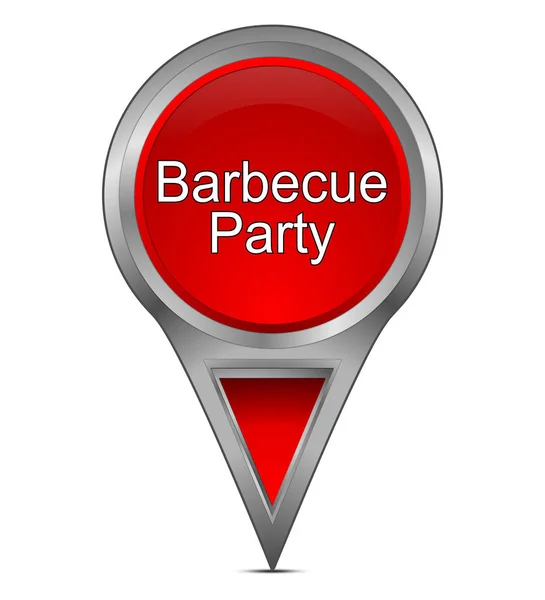 Rode Kaart Aanwijzer Met Barbecue Partij Illustratie — Stockfoto