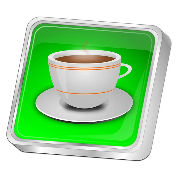 green Button with a Cup of Coffee - 3D illustration