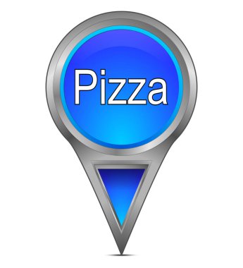 Harita göstergesi ile Pizza - 3d illüstrasyon mavi