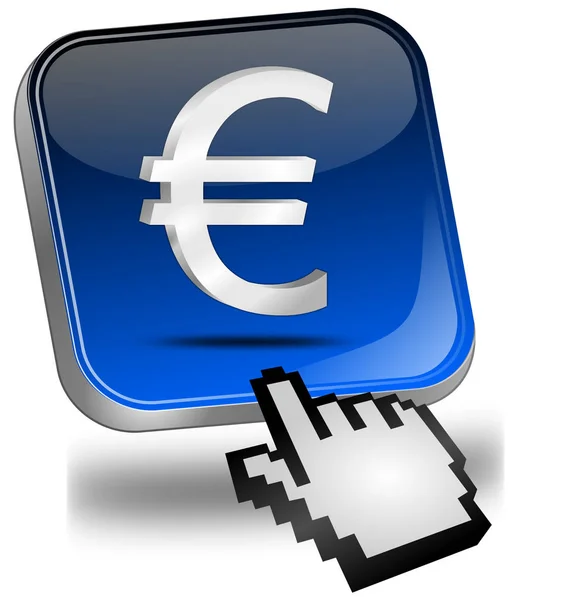 Blue Button Euro Sign Cursor Illustration — Stock Photo, Image