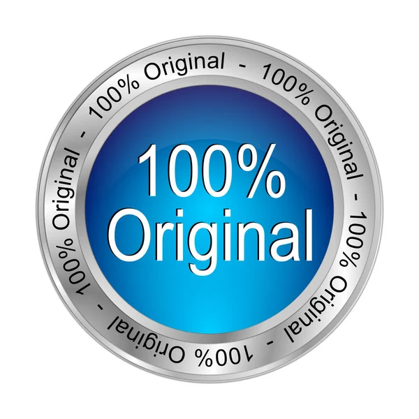 Голубая 100 Оригинальная Кнопка Иллюстрация — стоковое фото