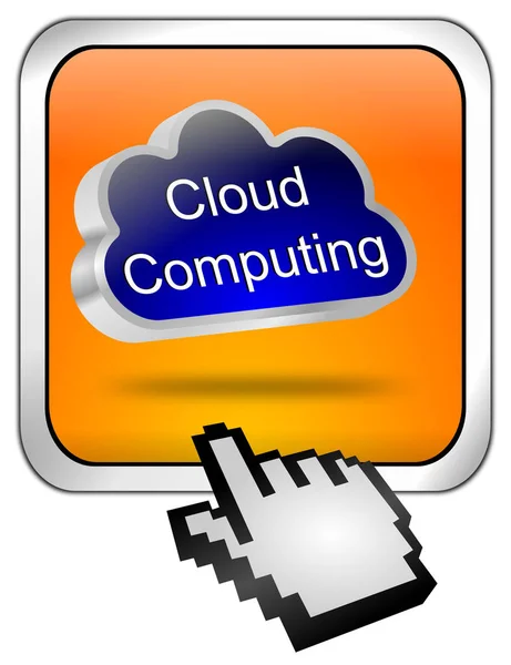 Arancione Pulsante Cloud Computing Con Cursore Illustrazione — Foto Stock