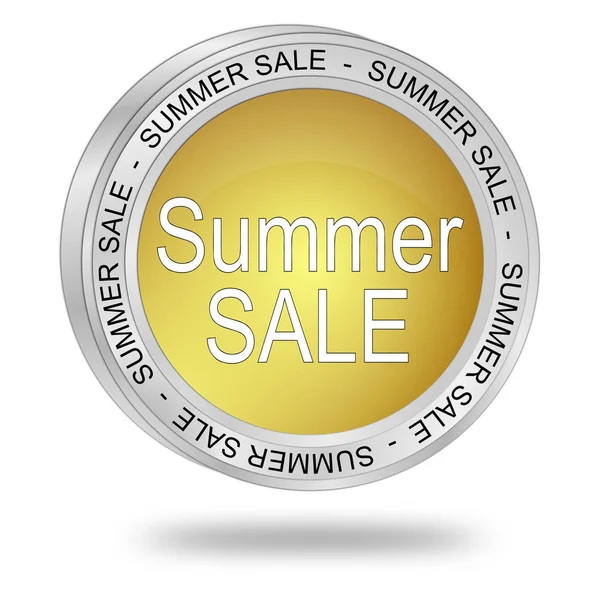 Golden Summer Sale Button Illustration — Stock Photo, Image