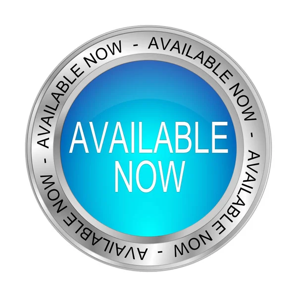 Glossy Blue Available Now Button Illustration — Stock Photo, Image