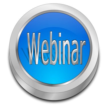 parlak mavi webinar düğme - 3d çizim