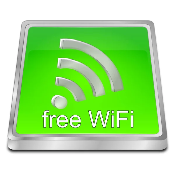 Glanzende Groene Gratis Draadloze Wifi Knop Illustratie — Stockfoto