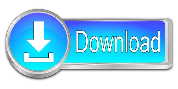 Glossy Blue Download Button Illustration — Stock Photo, Image
