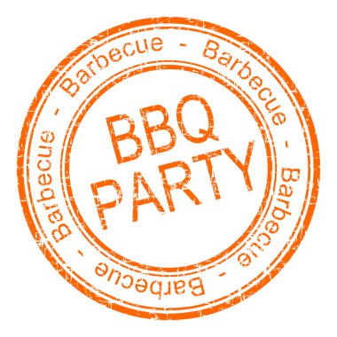 turuncu barbekü partisi kauçuk damga illüstrasyonu