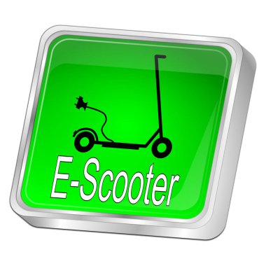 yeşil E-Scooter Düğmesi - 3d illüstrasyon