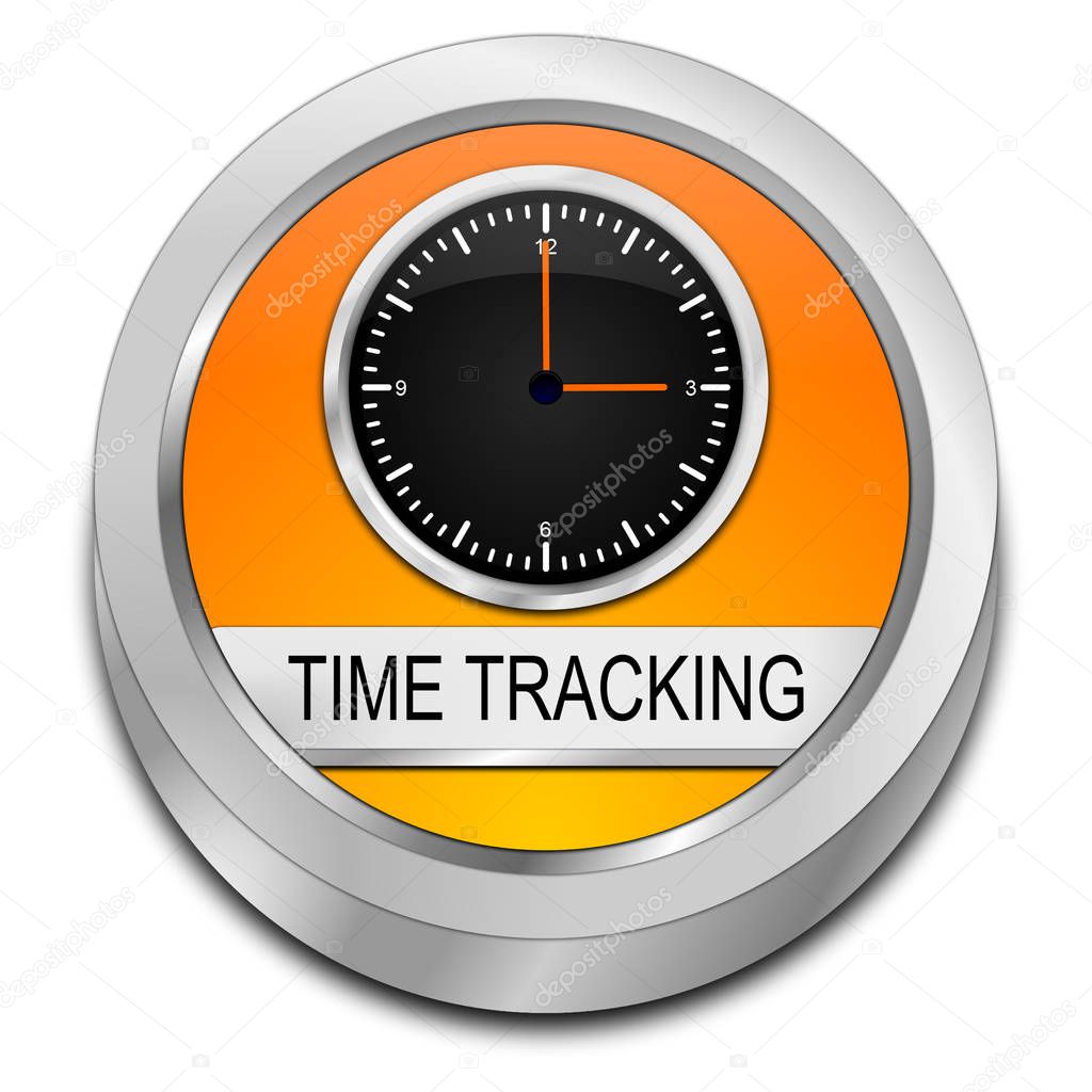 orange Time Tracking Button - 3D illustration