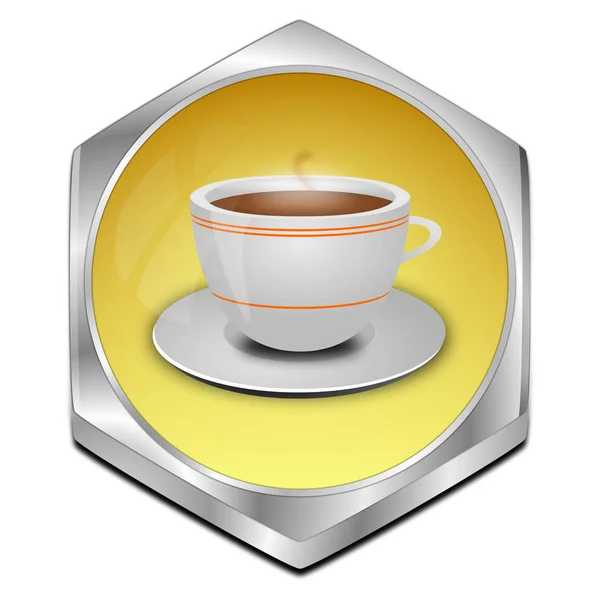 Goldener Knopf Mit Einer Tasse Kaffee Illustration — Stockfoto