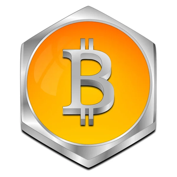 Narancssárga Bitcoin Itt Elfogadott Gomb Illusztráció — Stock Fotó