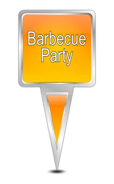 Oranje Kaart Aanwijzer Met Barbecue Party Illustratie — Stockfoto