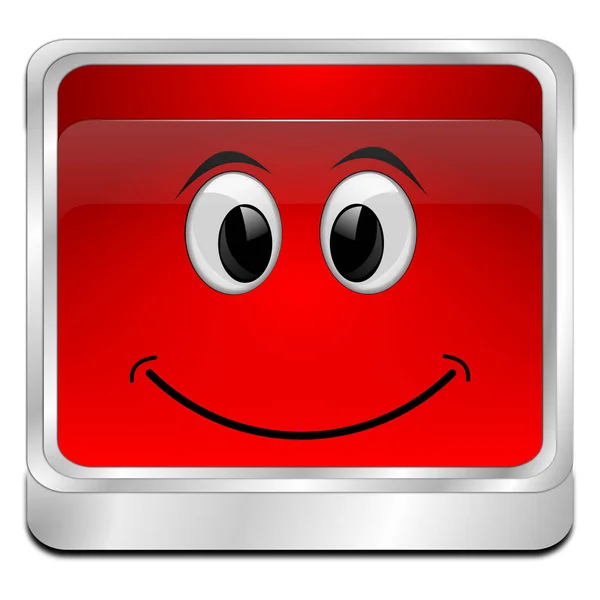 Bottone Rosso Con Volto Sorridente Illustrazione — Foto Stock