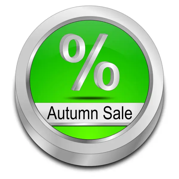 Lesklý Zelený Tlačítko Podzimní Prodej Ilustrace — Stock fotografie