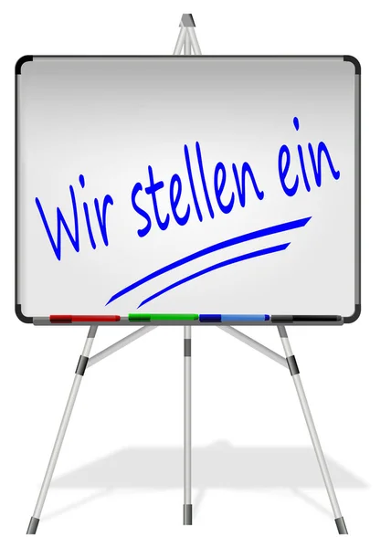 Whiteboard Met Wij Inhuren Het Duits Illustratie — Stockfoto