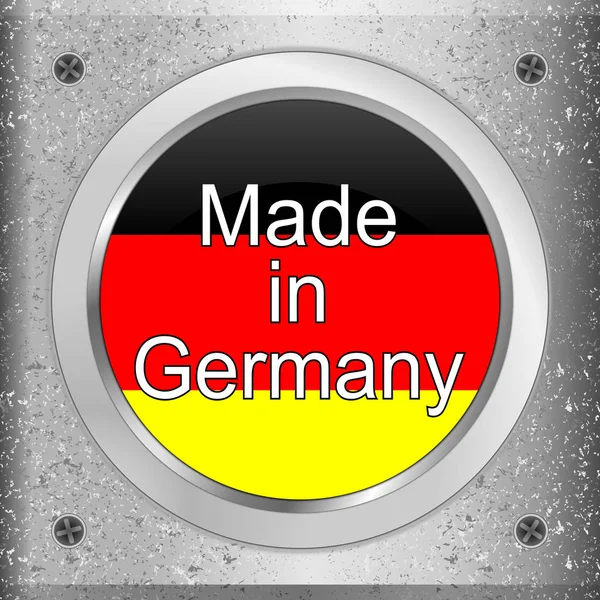Botón Hecho Alemania Sobre Una Placa Metálica Ilustración —  Fotos de Stock