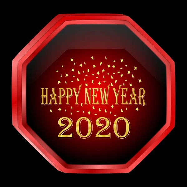 装饰光泽红色新年2020年按钮 3D插图 — 图库照片