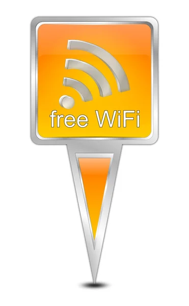 Oranje Kaart Pointer Met Gratis Wifi Symbool Illustratie — Stockfoto