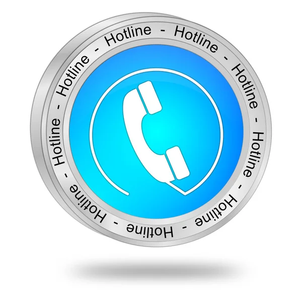 Glossy Blue Hotline Button Illustration — Stock Photo, Image