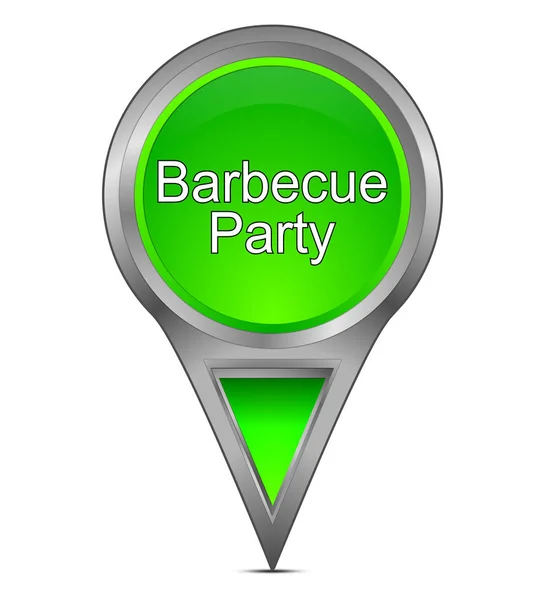 Glanzende Groene Kaart Aanwijzer Met Barbecue Partij Illustratie — Stockfoto